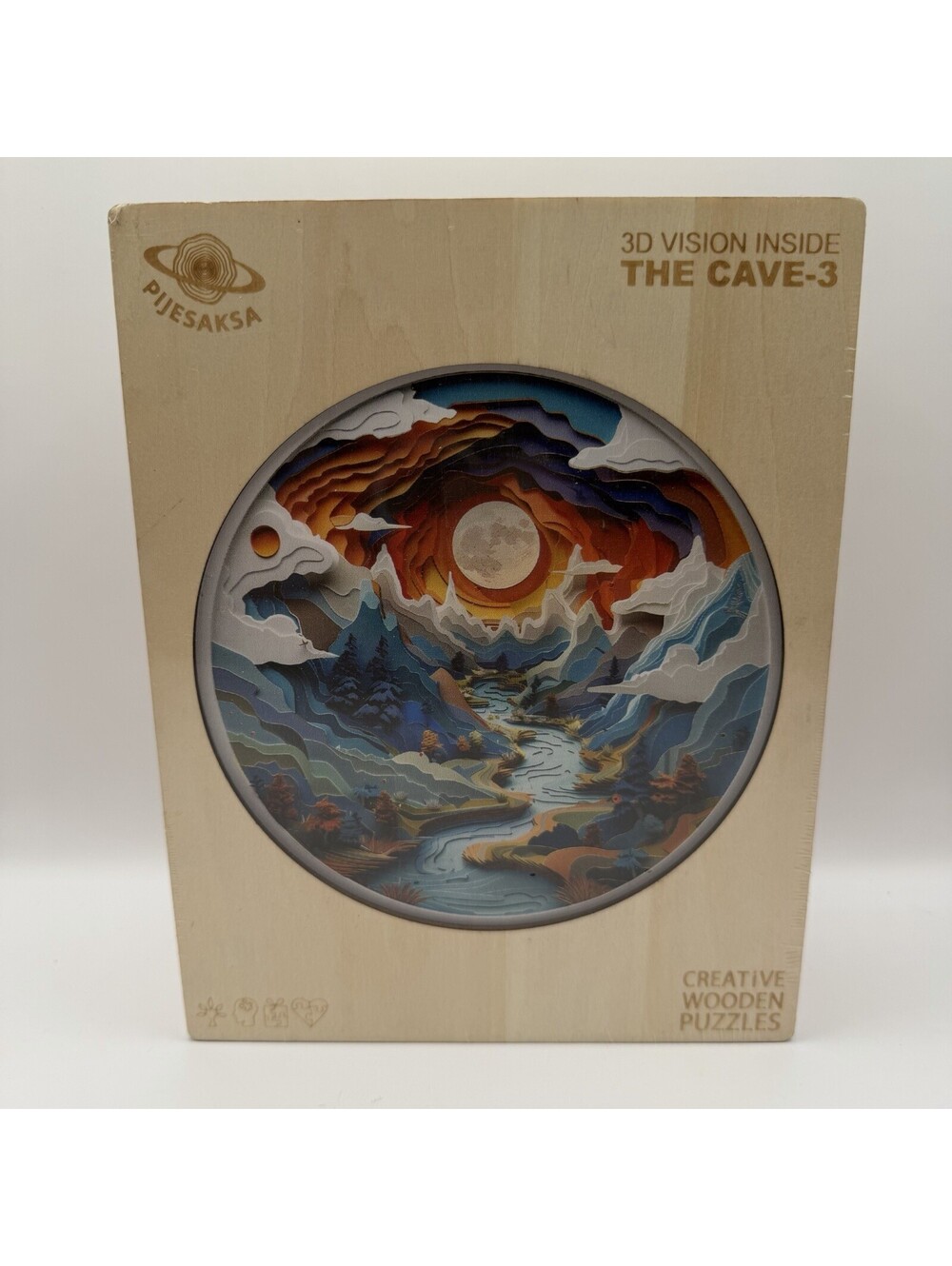 300 Piece Wooden Jigsaw Puzzle 3D Vision Inside The Cave 13.4” New Sealed
